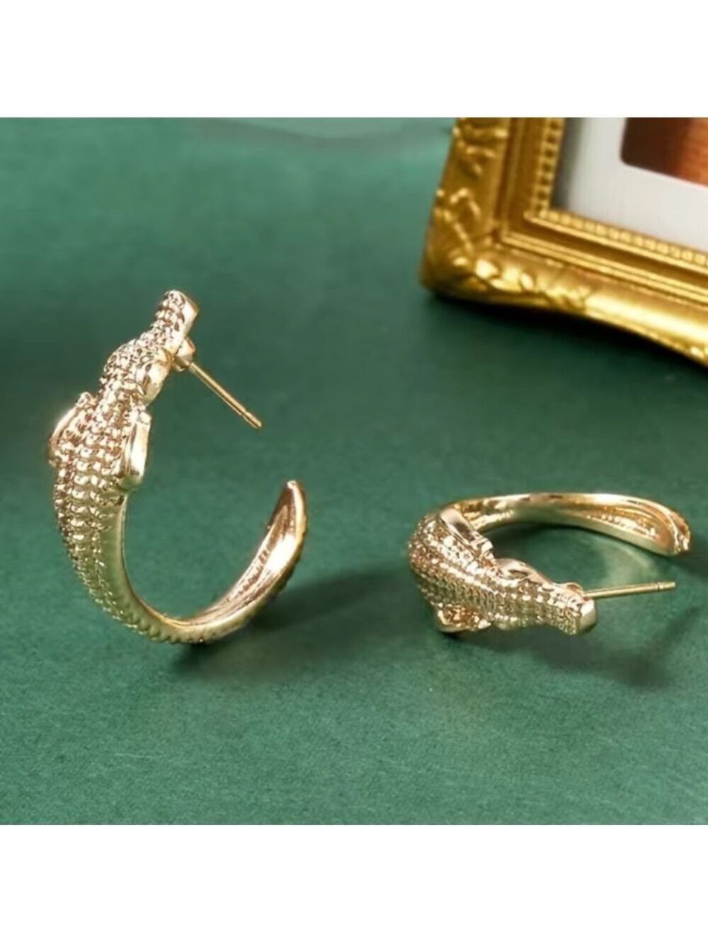 Gator 14K gp dangle hoop earrings - Picture 5 of 7
